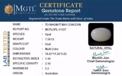 Opal - 7.56 Carats (Dudhiya Pathar - 8.24 Ratti)