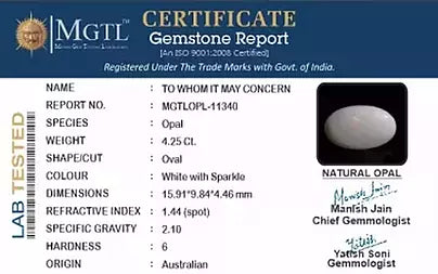 Opal - 4.25 Carats (Dudhiya Pathar - 4.63 Ratti)
