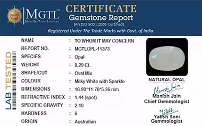 Opal - 8.29 Carats (Dudhiya Pathar - 9.04 Ratti)