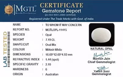 Opal - 7.19 Carats (Dudhiya Pathar - 7.84 Ratti)