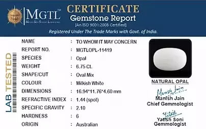 Opal - 6.75 Carats (Dudhiya Pathar - 7.36 Ratti)
