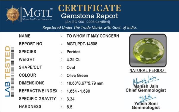 Peridot - 4.25 Carats