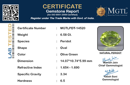 Peridot - 6.58 Carats