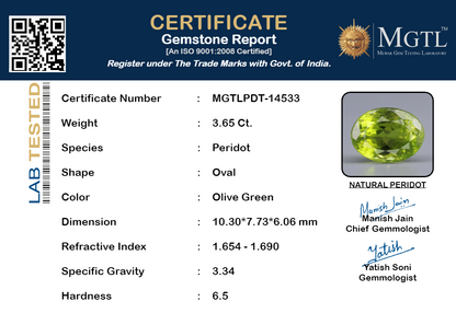Peridot - 3.65 Carats
