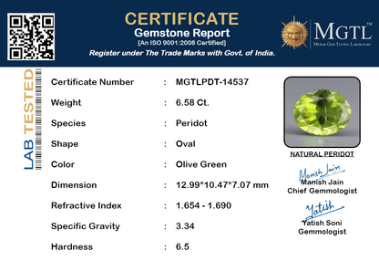 Peridot - 6.58 Carats