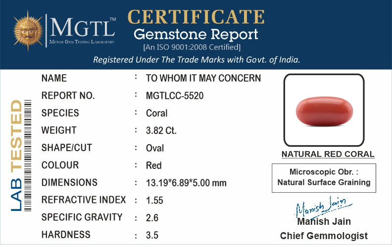 Red Coral (Moonga) - 3.82 Carats