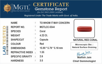 Red Coral (Moonga) - 4.22 Carats