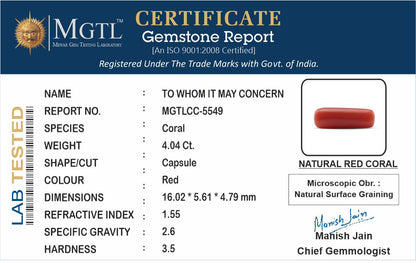 Red Coral (Moonga) - 4.04 Carats