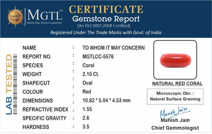 Red Coral (Moonga) - 2.15 Carats