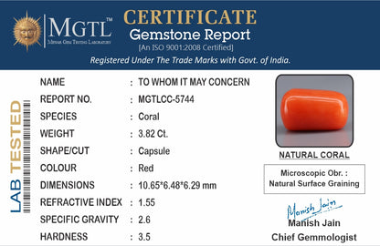 Red Coral (Moonga) - 3.82 Carats