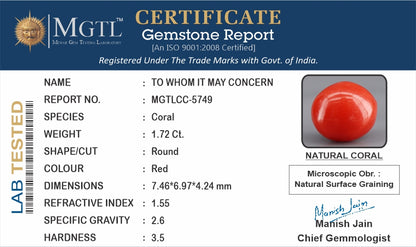 Red Coral (Moonga) - 1.72 Carats