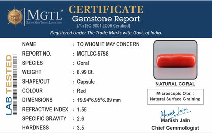 Red Coral (Moonga) - 8.99 Carats
