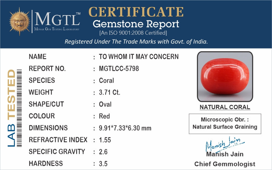 Red Coral (Moonga) - 3.71 Carats