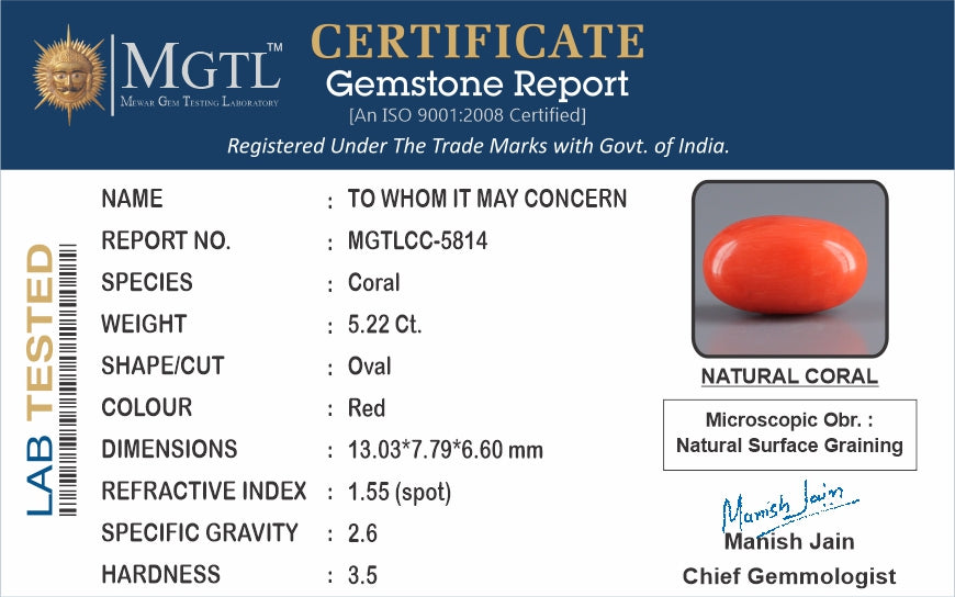 Red Coral (Moonga) - 5.22 Carats