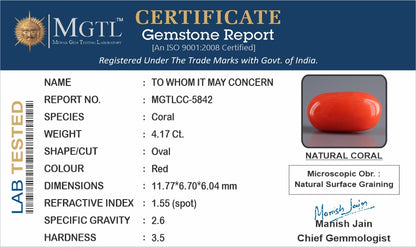 Red Coral (Moonga) - 4.17 Carats
