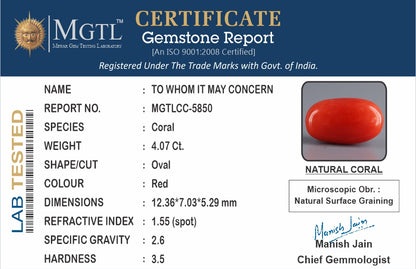 Red Coral (Moonga) - 4.07 Carats