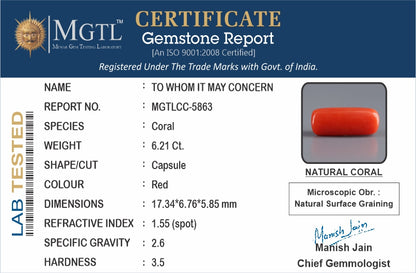Red Coral (Moonga) - 6.21 Carats