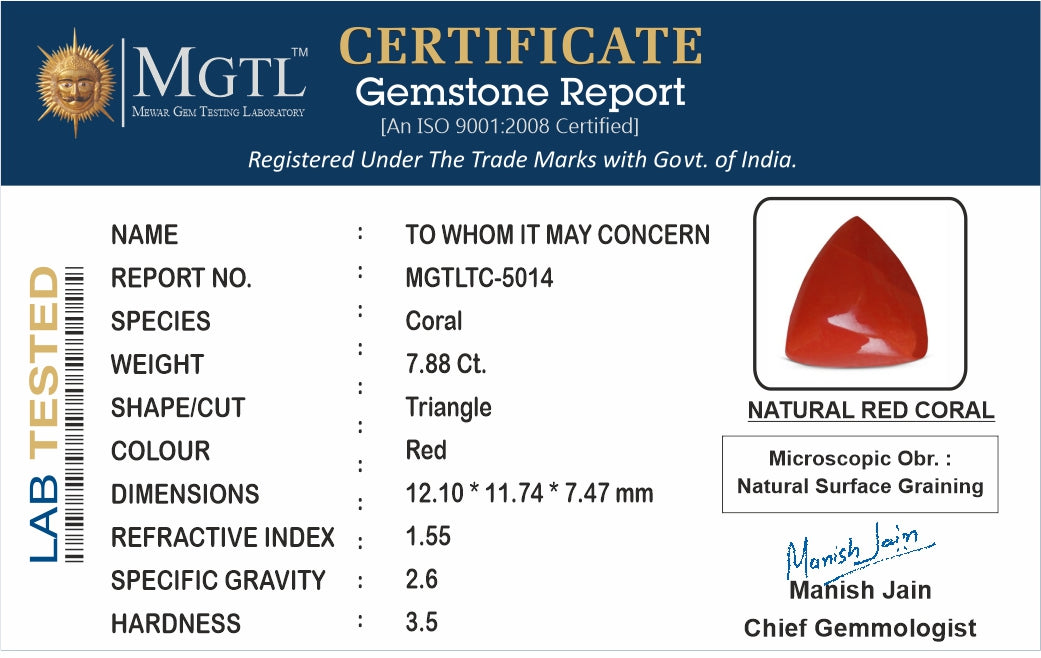 Red Coral (Moonga) - 7.88 Carats