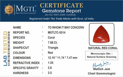 Red Coral (Moonga) - 7.88 Carats