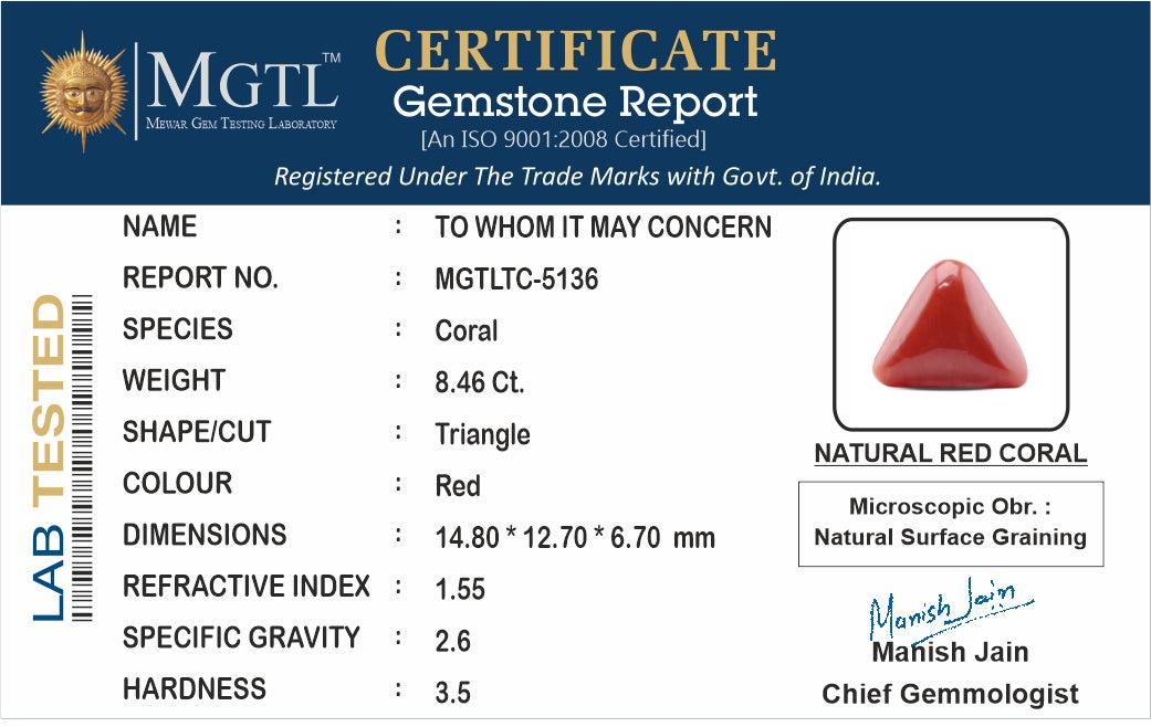 Red Coral (Moonga) - 9.22 Carats