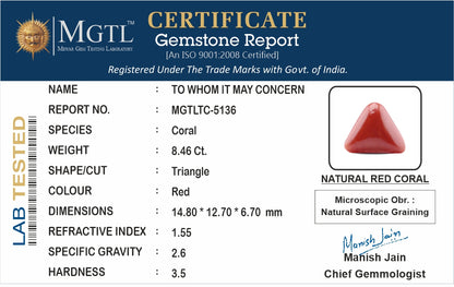 Red Coral (Moonga) - 9.22 Carats