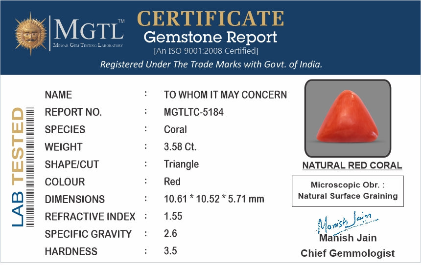 Red Coral (Moonga) - 3.58 Carats