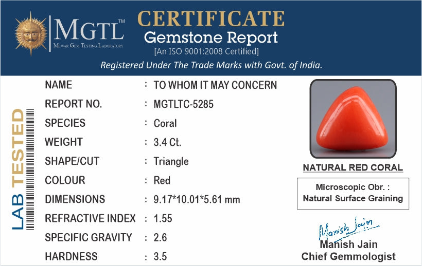 Red Coral (Moonga) - 3.40 Carats