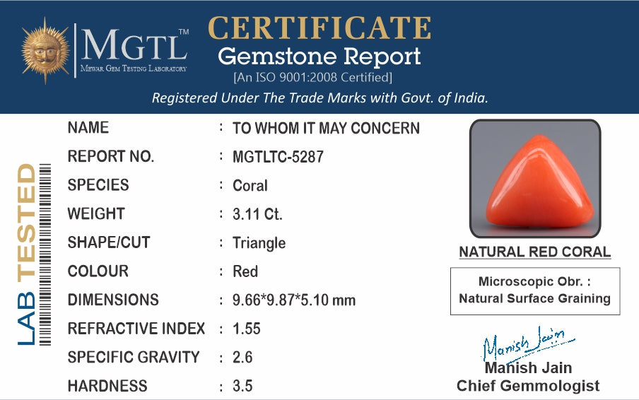 Red Coral (Moonga) - 3.11 Carats