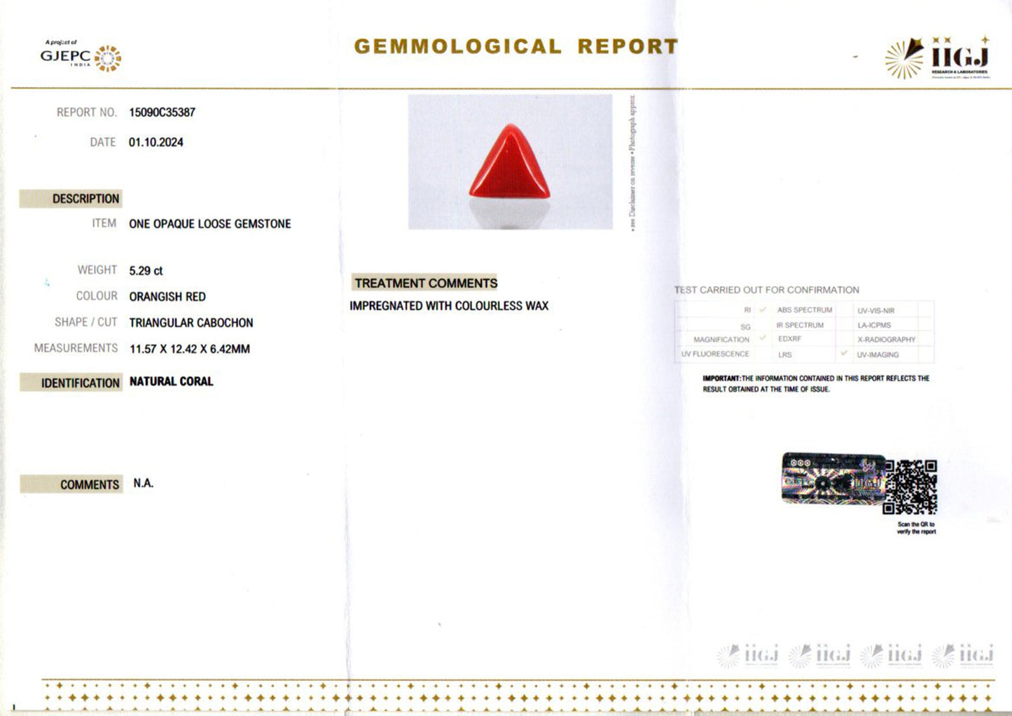 Red Coral (Moonga) - 5.29 Carats