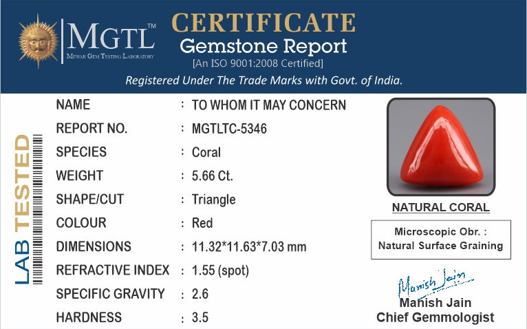 Red Coral (Moonga) - 5.66 Carats