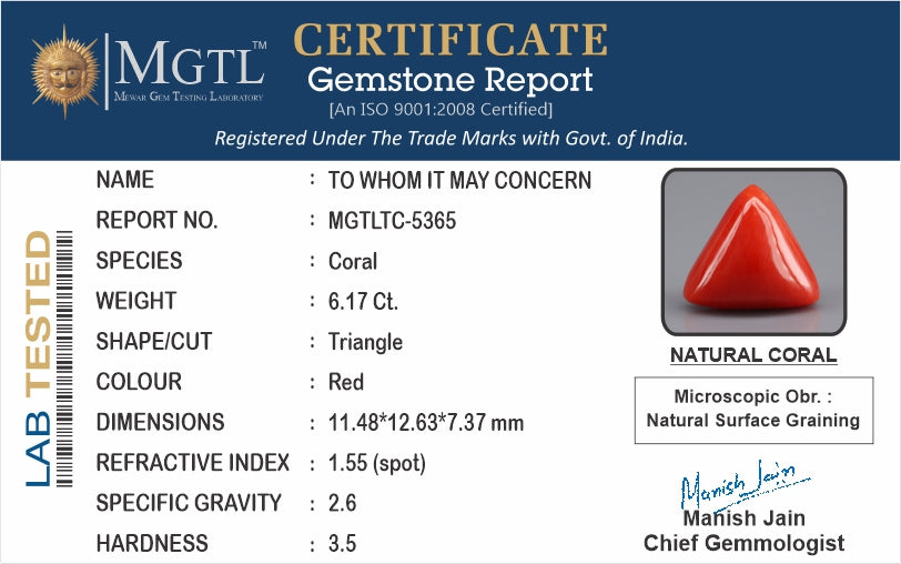 Red Coral (Moonga) - 6.17 Carats