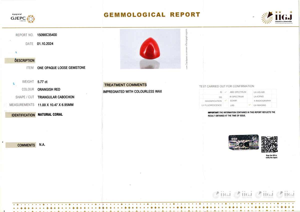 Red Coral (Moonga) - 5.77 Carats