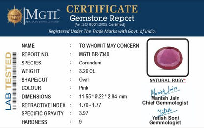 Ruby (Manik) - 3.26 Carats