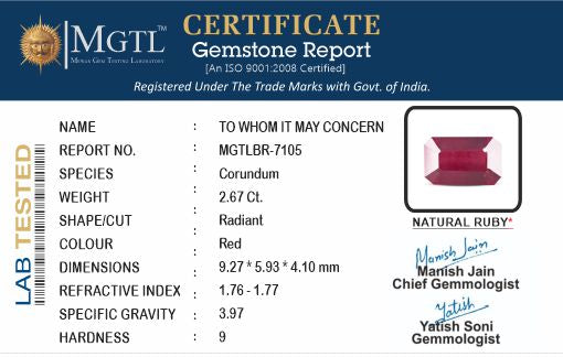 Ruby (Manik) - 2.67 Carats