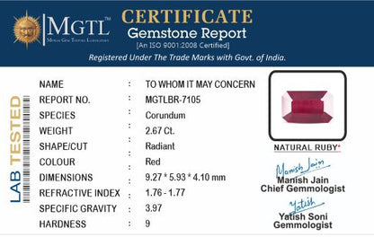 Ruby (Manik) - 2.67 Carats