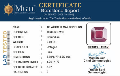 Ruby (Manik) - 2.49 Carats