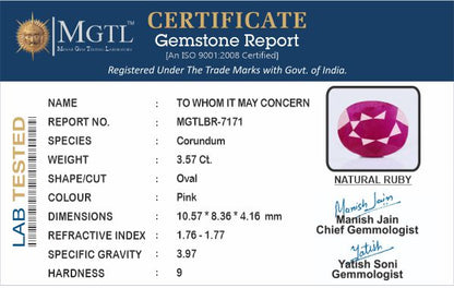 Ruby (Manik) - 3.57 Carats