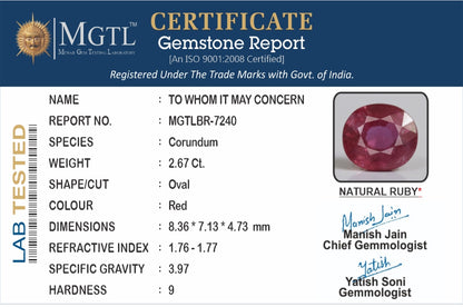 Ruby (Manik) - 2.67 Carats