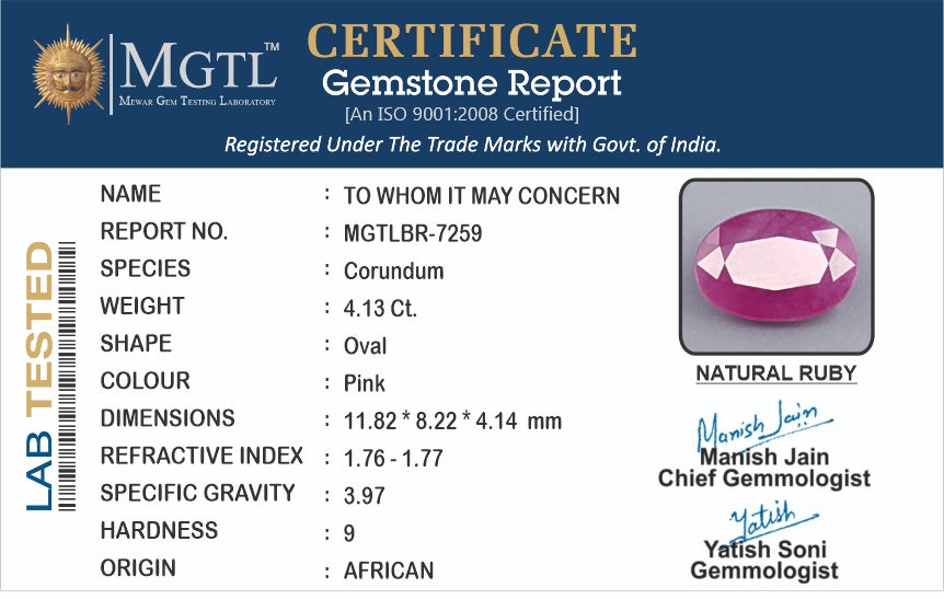 Ruby (Manik) - 4.13 Carats