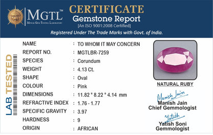 Ruby (Manik) - 4.13 Carats