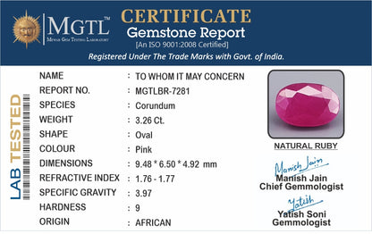 Ruby (Manik) - 3.26 Carats