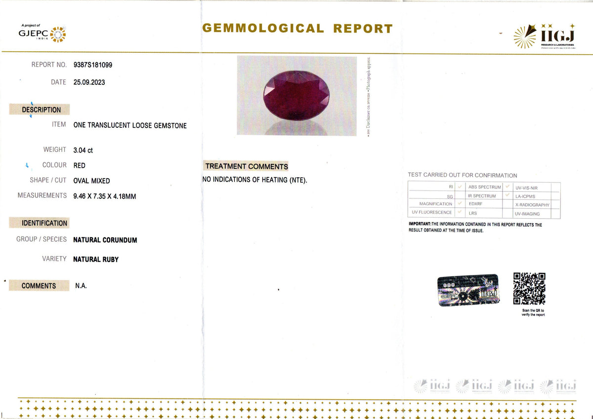 Ruby (Manik) - 3.04 Carats