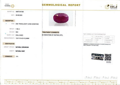 Ruby - 7.46 Carats (Manik - 8.13 Ratti)
