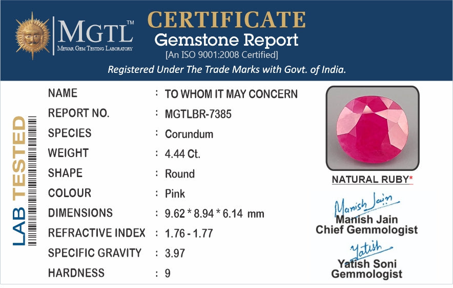 Ruby (Manik) - 4.44 Carats