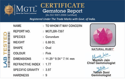 Ruby (Manik) - 6.88 Carats