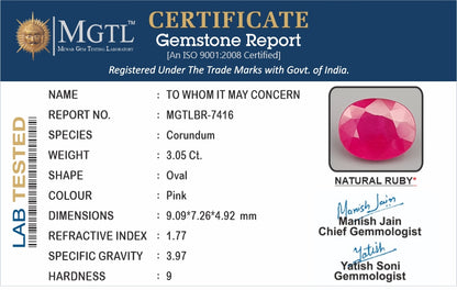 Ruby (Manik) - 3.05 Carats