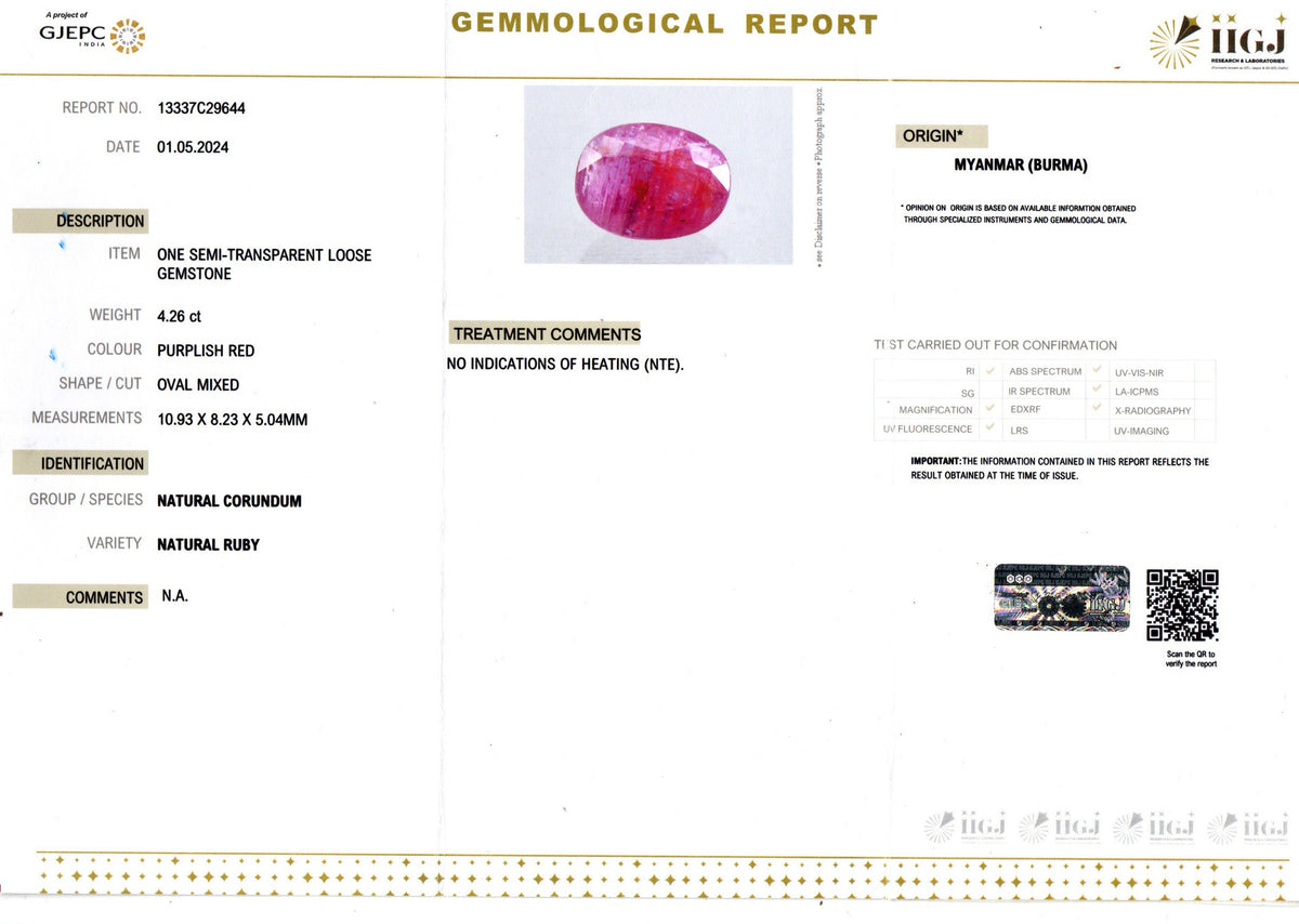 Ruby (Manik) - 4.26 Carats