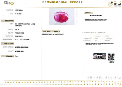 Ruby (Manik) - 4.26 Carats