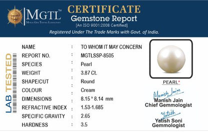 South Sea Pearl - 3.87 Carats (Moti - 4.22 Ratti)