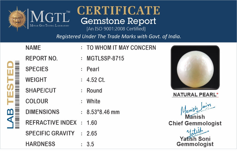 South Sea Pearl - 4.52 Carats (Moti - 4.93 Ratti)